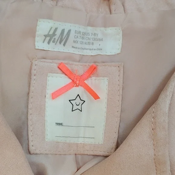 H&M pink faux suede moto jacket - Picture 4 of 6